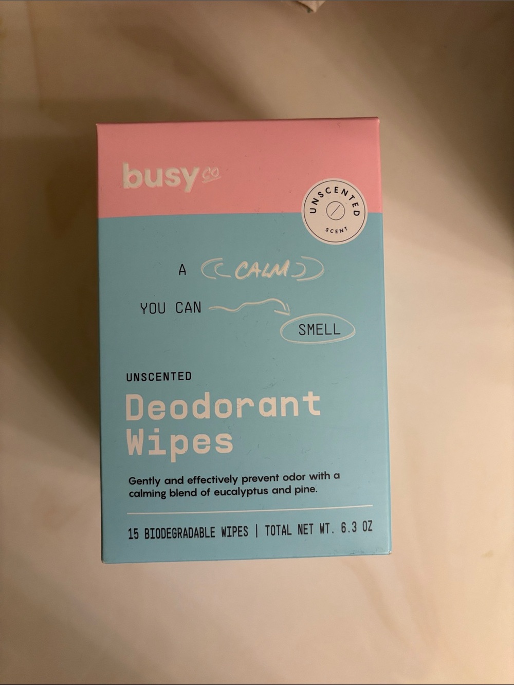 busy co. Unscented Deodorant Wipes - Pink & Light Blue Box